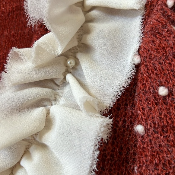 RYU Ruffle & Pearls Rust Sweater 🎃 - Picture 3 of 6